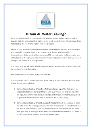 Is Your AC Water Leaking