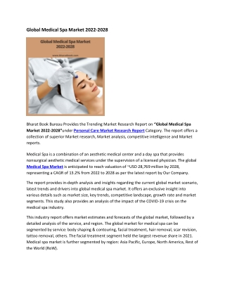 Global Medical Spa Market 2022-2028
