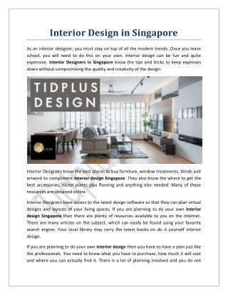 Interior Design in Singapore