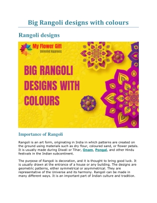 Big Rangoli designs with colours