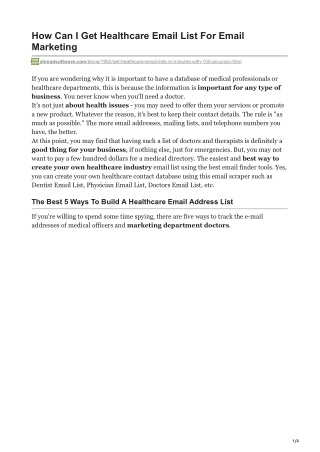 1How Can I Get Healthcare Email List For Email Marketing