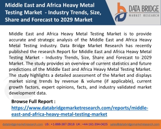 Middle East and Africa Heavy Metal Testing Market  - Industry Trends, Size, Share and Forecast to 2029 Market