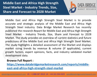 Middle East and Africa High Strength Steel Market - Industry Trends, Size, Share and Forecast to 2028 Market