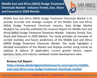 Middle East and Africa (MEA) Sludge Treatment Chemicals Market - Industry Trends, Size, Share and Forecast to 2028 Marke