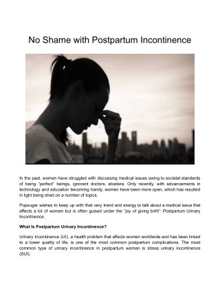 No Shame with Postpartum Incontinence
