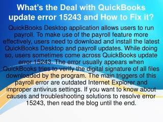 What’s the Deal with QuickBooks update error 15243 and How to Fix it?