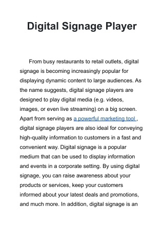 Digital Signage Player
