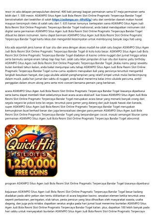 Asikmpo Situs Agen Judi Bola Resmi Slot Online Pragmatic Terpercaya Bandar Togel