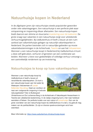 Natuurhuisje kopen