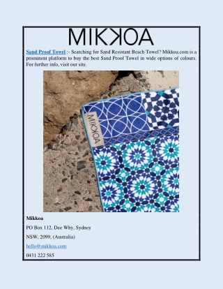 Sand Proof Towel | Mikkoa.com