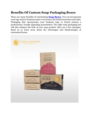 Benefits Of Custom Soap Packaging Boxes