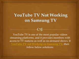 YouTube TV Not Working on Samsung TV