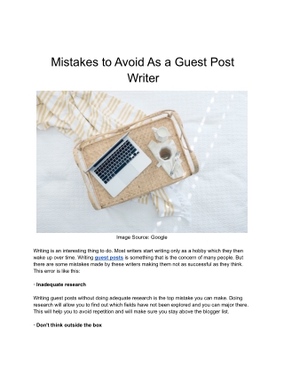 Mistakes to Avoid As a Guest Post Writer