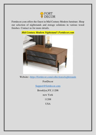 Mid Century Modern Nightstand  Fortdecor.com