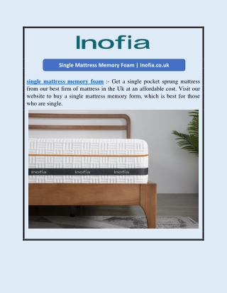 Single Mattress Memory Foam | Inofia.co.uk