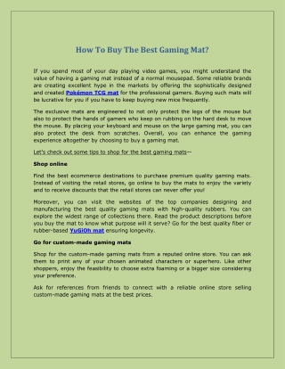 How To Buy The Best Gaming Mat