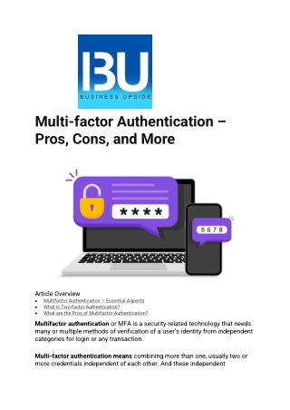Multi-factor Authentication – Pros, Cons, and More
