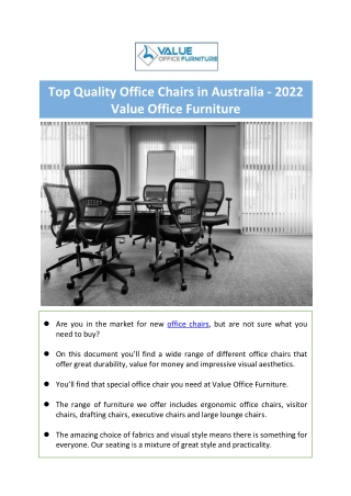 Top Quality Office Chairs in Australia - 2022 - Value Office Furniture