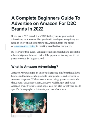 A Complete Beginners Guide To Advertise on Amazon For D2C Brands In 2022