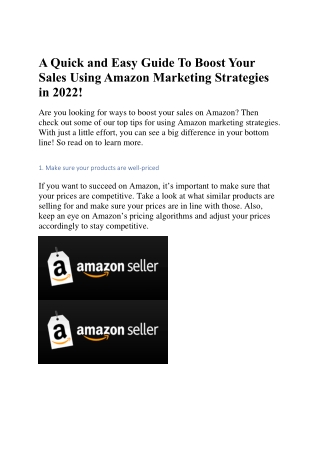 A Quick and Easy Guide To Boost Your Sales Using Amazon Marketing Strategies in 2022