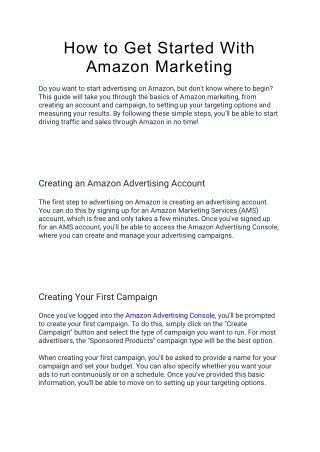 How to Get Started With Amazon Marketing