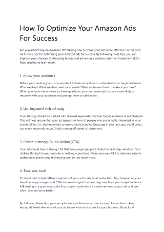 How To Optimize Your Amazon Ads For Success