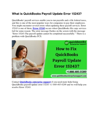 What is QuickBooks Payroll Update Error 15243