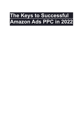 The Keys to Successful Amazon Ads PPC in 2022