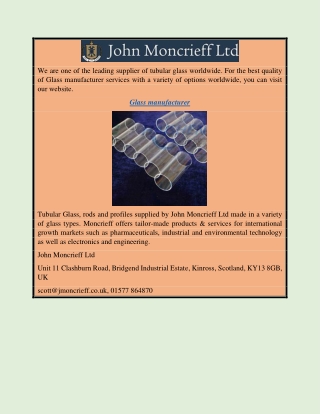 Glass manufacturer  | Johnmoncrieff.co.uk