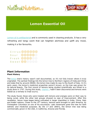 Lemon Essential Oil