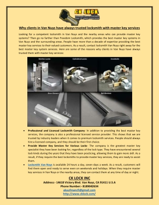 Why clients in Van Nuys have always trusted locksmith with master key services-converted