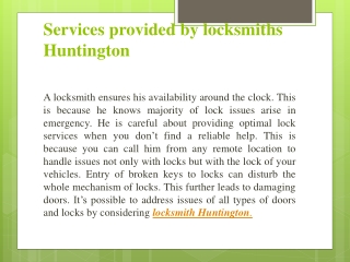 How to Locksmith Huntington