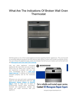 What Are The Indications Of Broken Wall Oven Thermostat