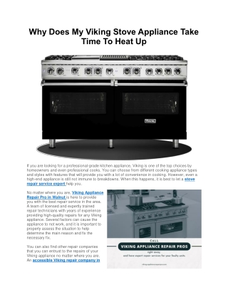 Why Does My Viking Stove Appliance Take Time To Heat Up