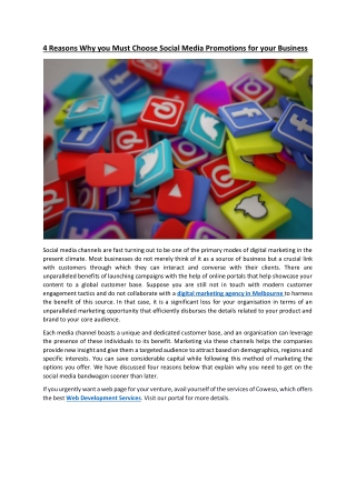 4 Reasons Why you Must Choose Social Media Promotions for your Business