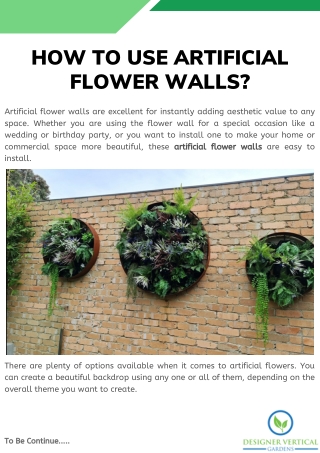 How to Use Artificial Flower Walls?