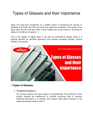 Ablaze Glass Works -  Types of Glasses and their importance