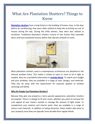What Are Plantation Shutters Things to Know