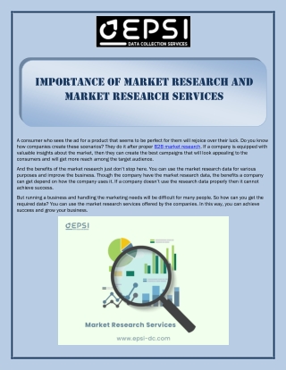 Importance Of Market Research And Market Research Services