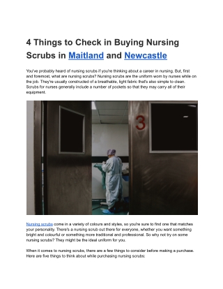 4 Things to Check in Buying Nursing Scrubs in Maitland and Newcastle