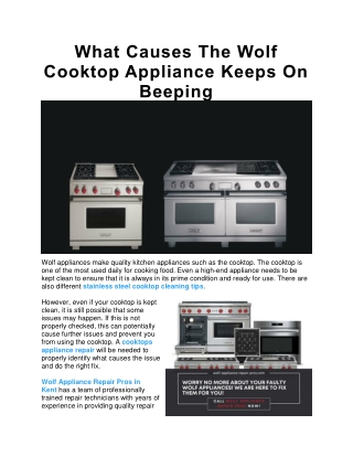 What Causes The Wolf Cooktop Appliance Keeps On Beeping
