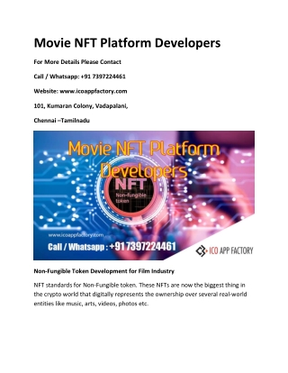 Movie NFT Platform developers