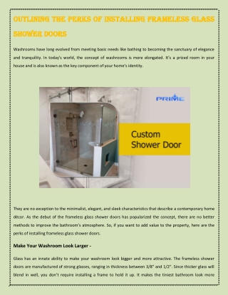 Outlining The Perks Of Installing Frameless Glass Shower Doors