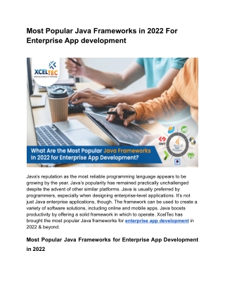 Most Popular Java Frameworks in 2022 For Enterprise App development
