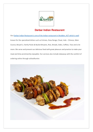 $5 off - Darbar Indian Restaurant Braddon, ACT