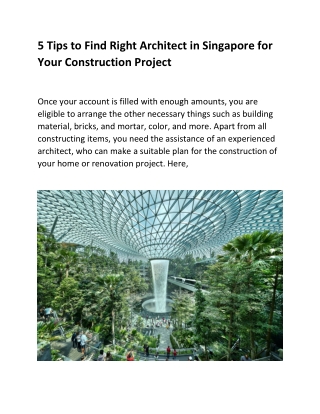 5 Tips to Find Right Architect in Singapore for Your Construction Project