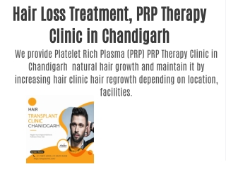 Hair Loss Treatment, PRP Therapy Clinic in Chandigarh