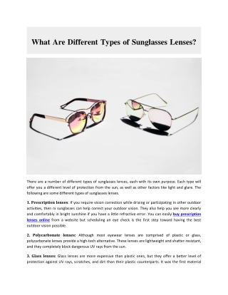 What Are Different Types of Sunglasses Lenses?