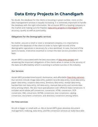 Data Entry Projects in Chandigarh