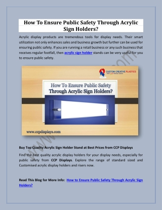 How To Ensure Public Safety Through Acrylic Sign Holders?